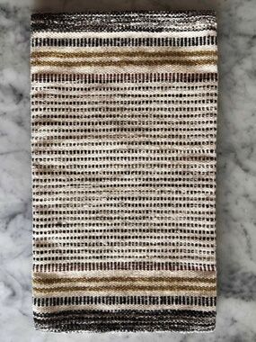 Textured Lumbar Pillow Cover Cream Black Yellow Woven Neutral Boho 21" x 12"